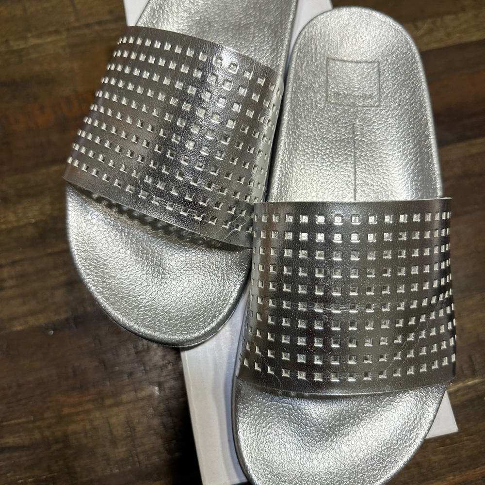 Silver women’s slides